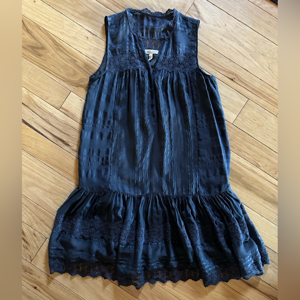 Rebecca Taylor Gray Silk & Lace Mini Dress